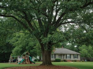 A Black Walnut tree growing in the backyard of a 3 bedroom home in central Alabama.