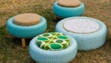 Tires made into outdoor furniture