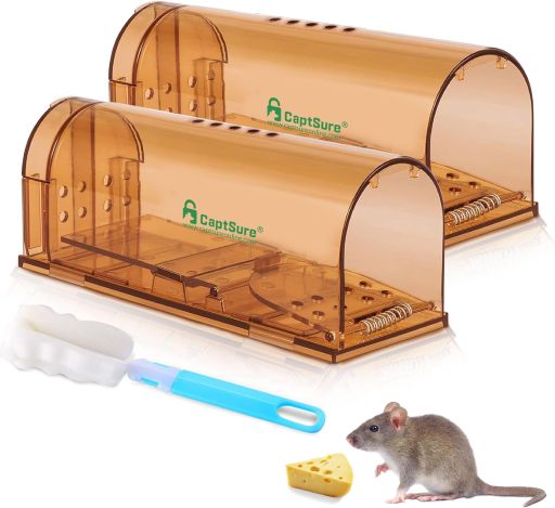 CaptSure 2-Pack Humane Mouse Traps Indoor for Home - Small Live Mouse Trap Catch and Release