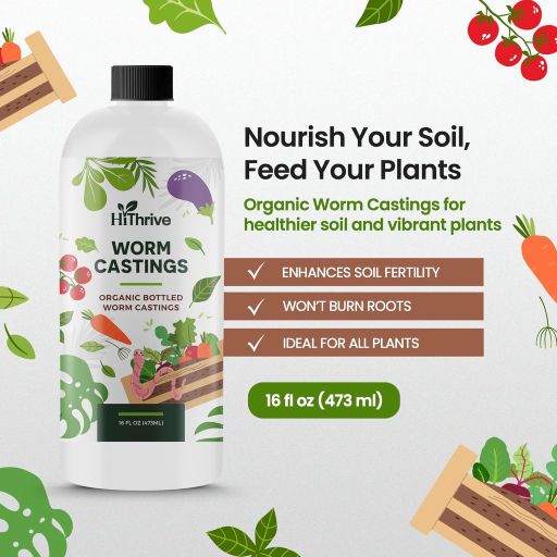With organic worm castings, a little goes a long way. The 16 oz bottle yields 32 gallons of fertilizer, the 32 oz bottle produces 64 gallons, and the 1-gallon jug creates an impressive 256 gallons at the standard application rate.