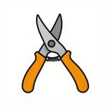 A cartoon icon showing a drawing of pruning shears with an orange handle